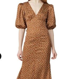 Ronny Kobo Collection Brown Callie Polka-dot Maxi Cocktail Dress